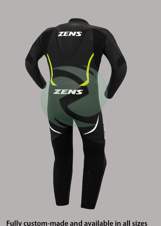 Stealth Black & Neon Yellow 1-Piece Motorbike Race Suit