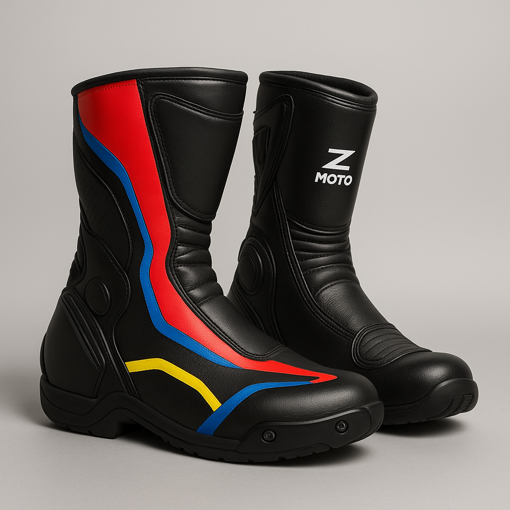 Pair of Racing Touring Boots with Subtle Z MOTO Logo