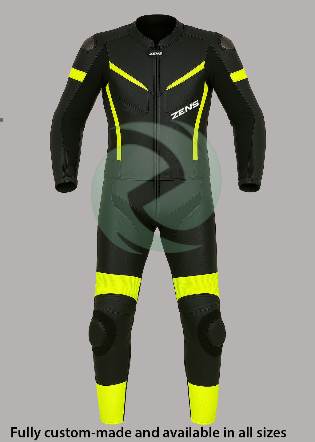 ZENS ThunderBolt Black & Yellow Custom Motorbike Leather Suit