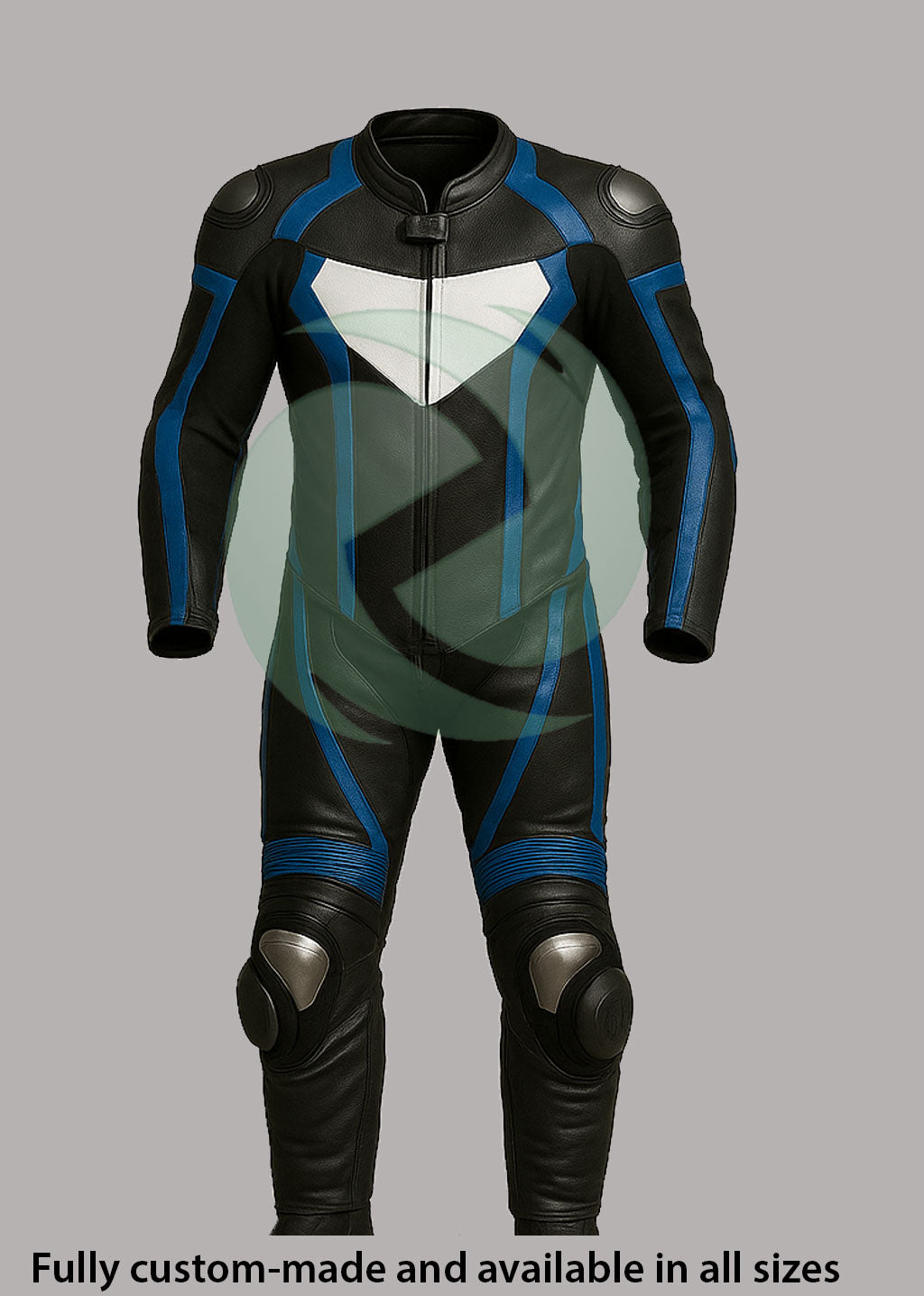Premium Black & Blue Leather Motorbike Race Suit