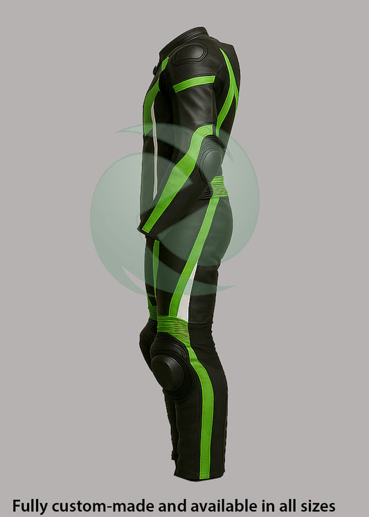 High-Viz Neon Green & Black 1-Piece Motorbike Race Suit