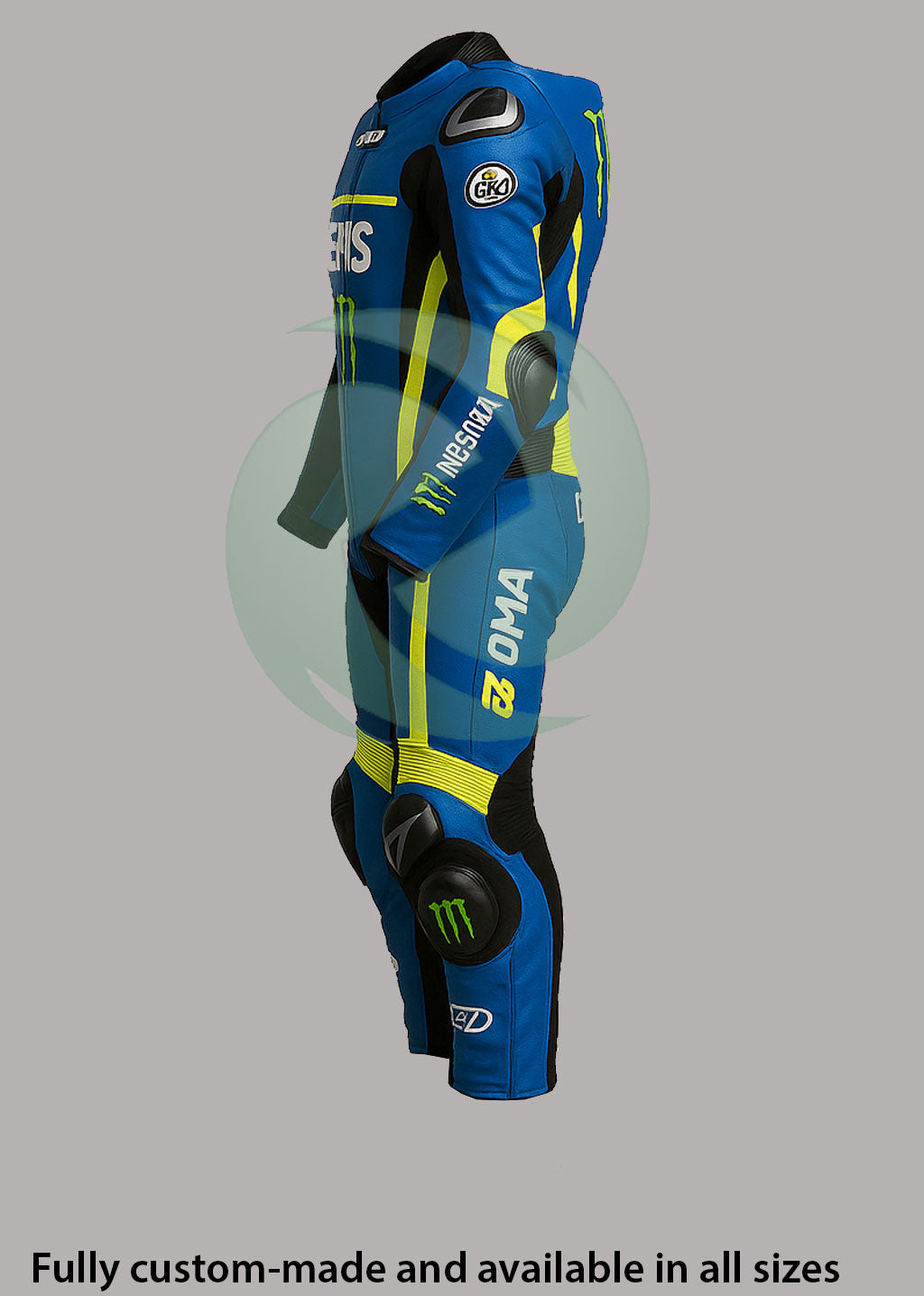 Pro-Grade Blue & Neon Yellow 1-Piece Motorbike Race Suit