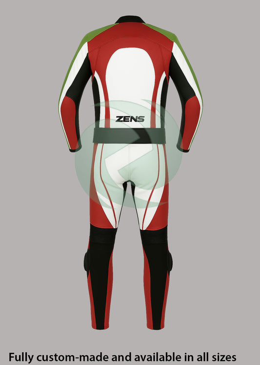 High-Viz Red & Black 2-Piece Motorbike Leather Suit