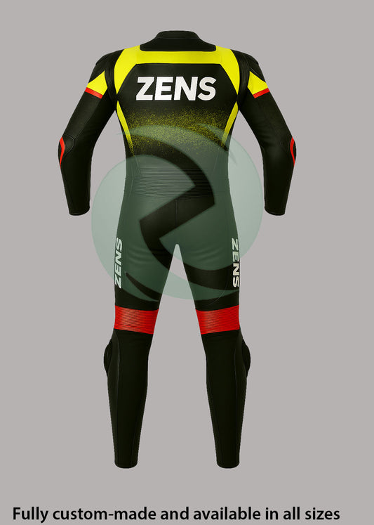 Sparco-Style Black & Neon Yellow 1-Piece Motorbike Race Suit