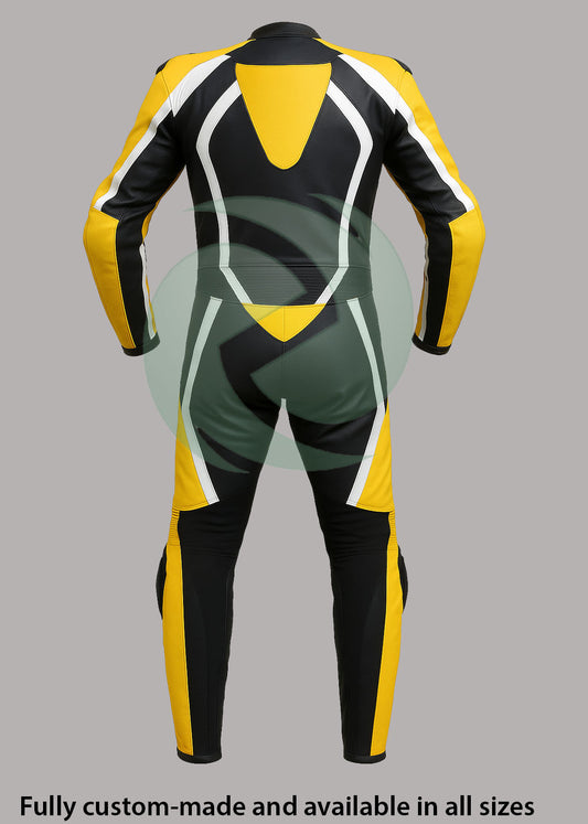 High-Viz Yellow & Black 1-Piece Motorbike Race Suit