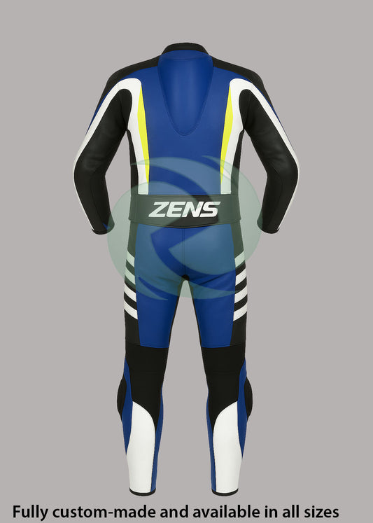 ZENS Premium Blue and Black 2 Piece Motorbike Leather Suit