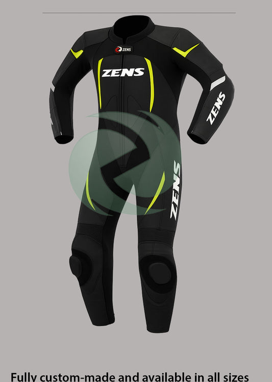Stealth Black & Neon Yellow 1-Piece Motorbike Race Suit
