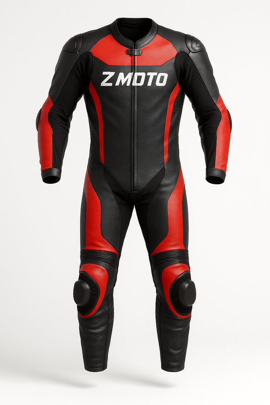 Premium Black & Red 1-Piece Motorbike Race Suit