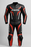 Aggressive Black & Red 2-Piece Motorbike Leather Suit