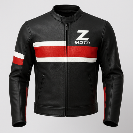 Quick shop leather jacket with logo