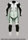 Sleek Black & White 2-Piece Motorbike Leather Suit