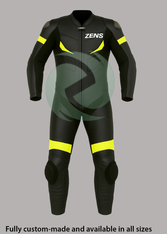 ZENS Custom Black & Yellow Motorbike Leather Suit