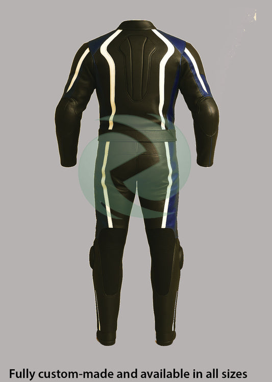 ZENS BlueStrike Black & Blue Custom Motorbike Leather Suit