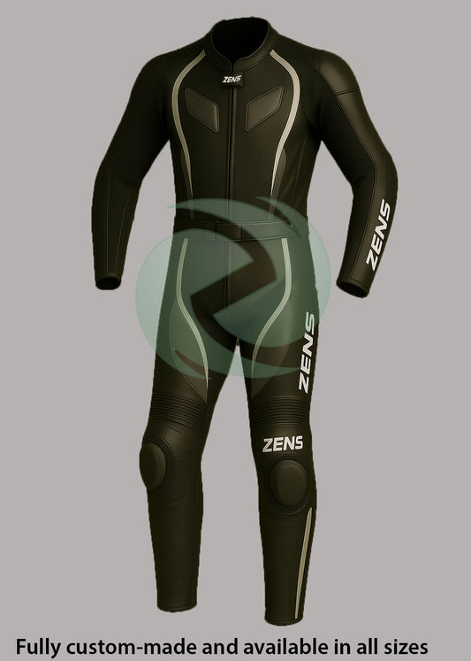 Premium Black 2-Piece Motorbike Leather Suit