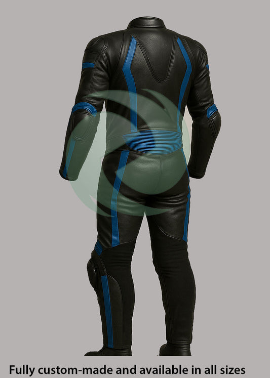 Dynamic Black & Blue 1-Piece Motorbike Leather Race Suit