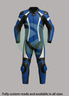 High-Viz Blue & Black 1-Piece Motorbike Race Suit