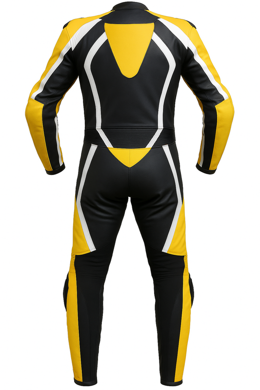 High-Viz Yellow & Black 1-Piece Motorbike Race Suit