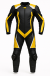Classic Black & Yellow 1-Piece Motorbike Leather Suit