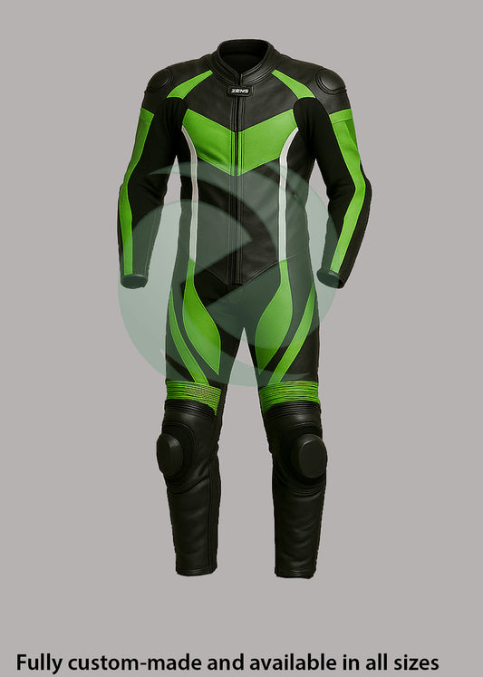 High-Viz Neon Green & Black 1-Piece Motorbike Race Suit