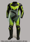 Dynamic Neon Green & Black 1-Piece Motorbike Race Suit