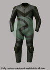 Stealth Black & Grey 1-Piece Motorbike Leather Race Suit