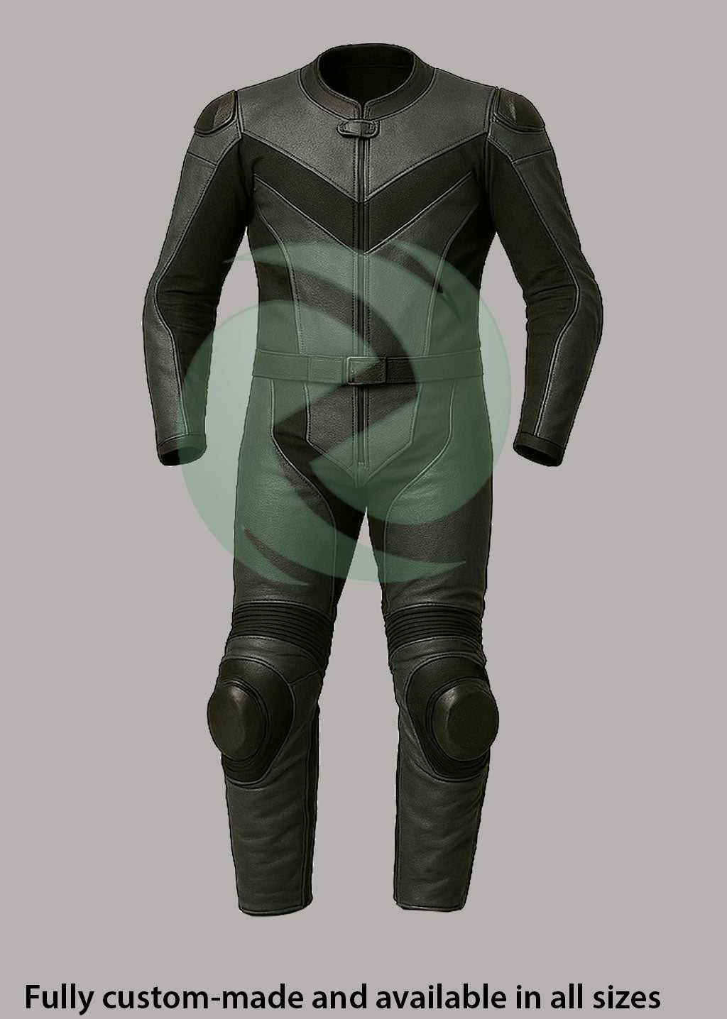 Stealth Black & Grey 1-Piece Motorbike Leather Race Suit