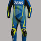 Pro-Grade Blue & Neon Yellow 1-Piece Motorbike Race Suit