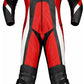 Z-MOTO Red, Black & White One-Piece Motorcycle Racing Leather Suit