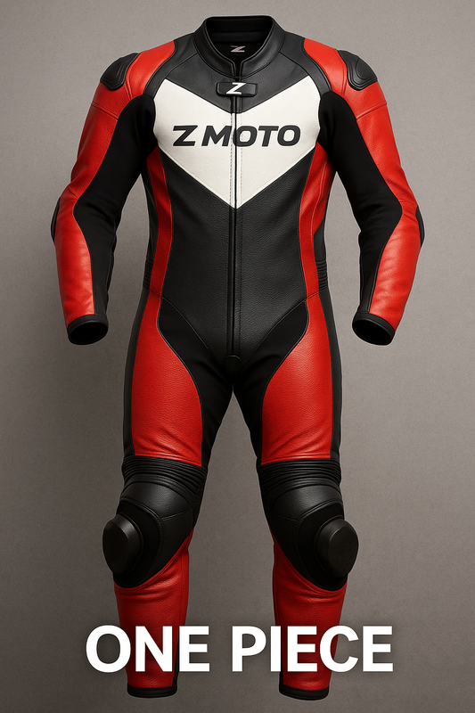 Aggressive Black, Red & White 1-Piece Motorbike Race Suit