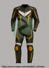 High-Viz Black & Orange 1-Piece Motorbike Race Suit