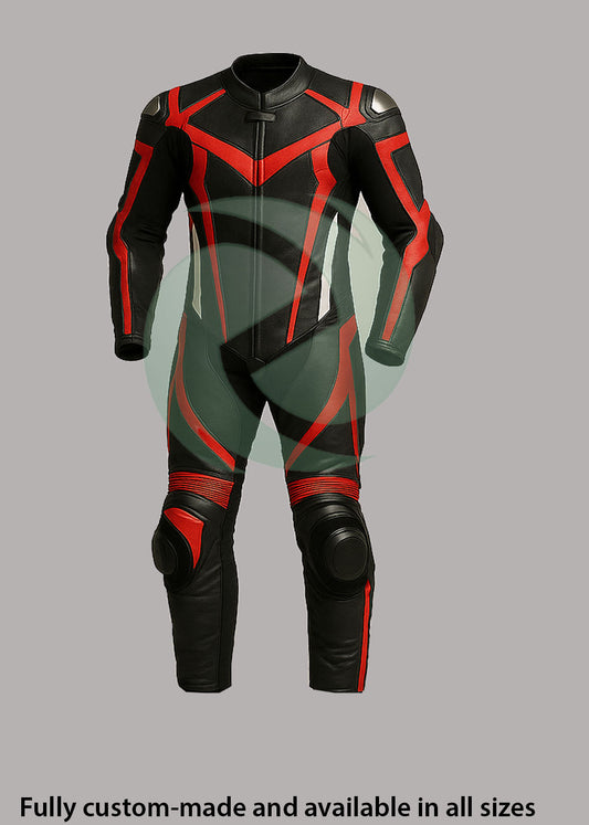 Stealth Black & Red 1-Piece Motorbike Race Suit