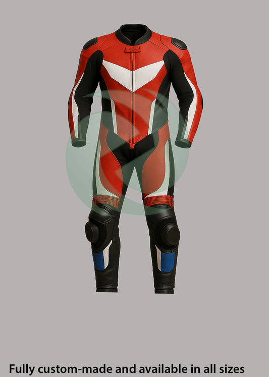 Dynamic Red, Black & White 1-Piece Motorbike Race Suit