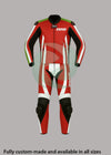 High-Viz Red & Black 2-Piece Motorbike Leather Suit