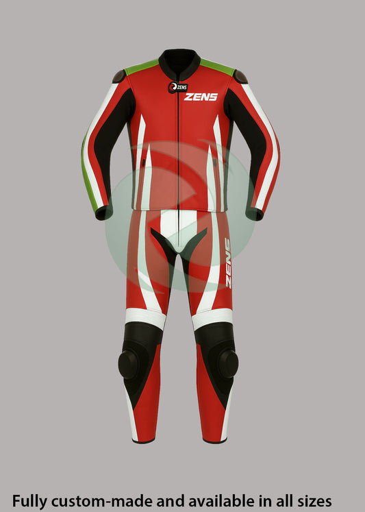 High-Viz Red & Black 2-Piece Motorbike Leather Suit