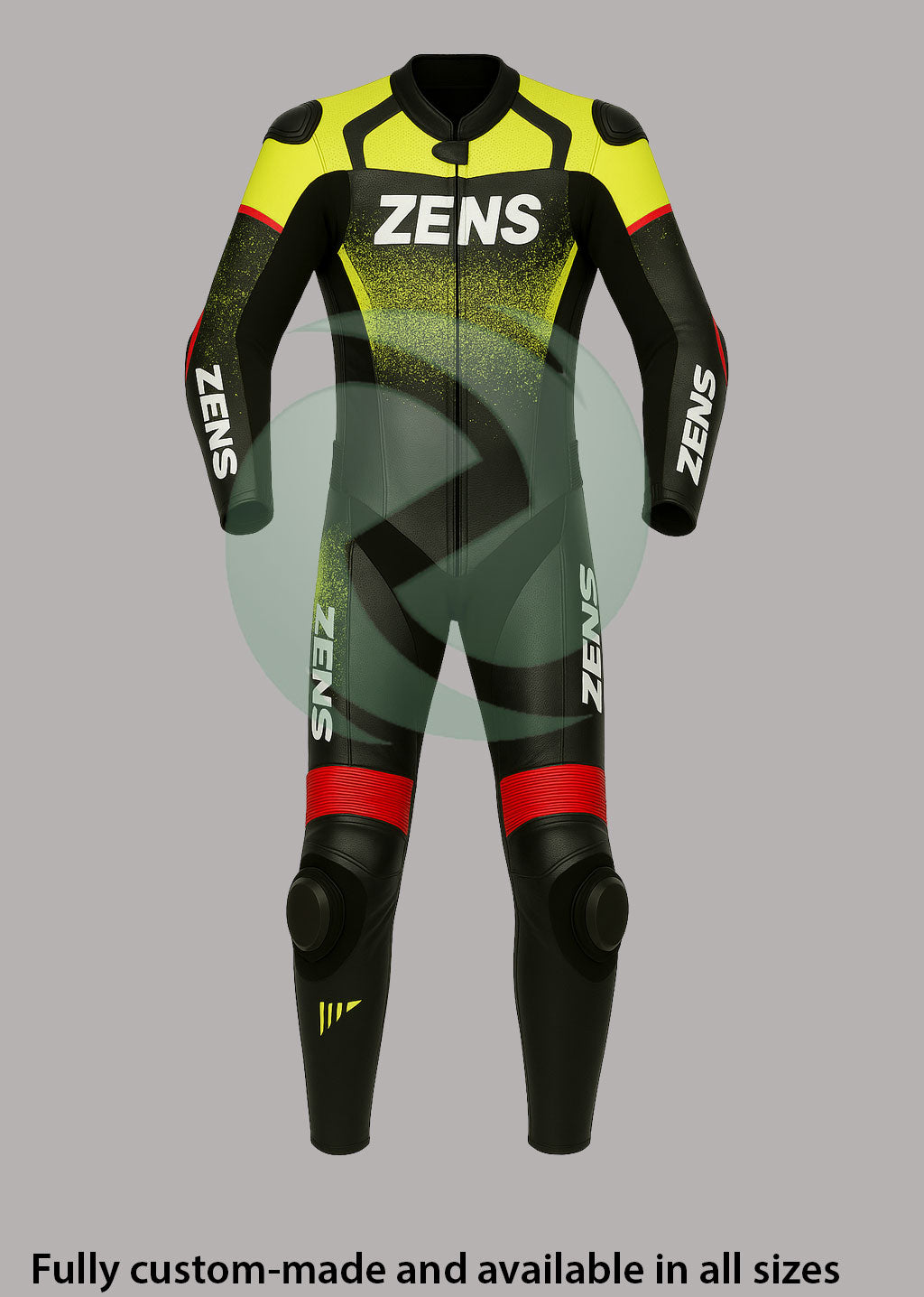 Sparco-Style Black & Neon Yellow 1-Piece Motorbike Race Suit