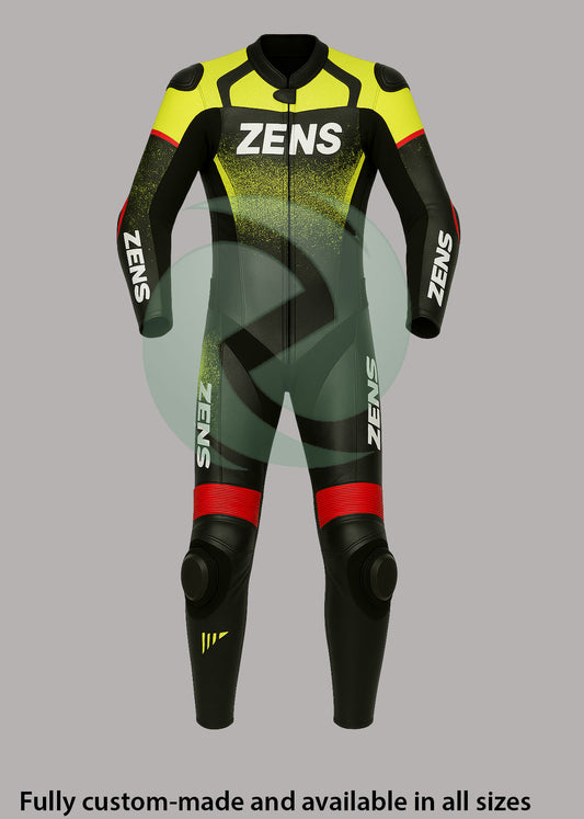 Sparco-Style Black & Neon Yellow 1-Piece Motorbike Race Suit