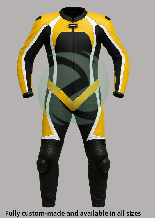 High-Viz Yellow & Black 1-Piece Motorbike Race Suit