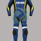 High-Viz Blue & Yellow 2-Piece Motorbike Leather Suit