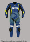 High-Viz Blue & Yellow 2-Piece Motorbike Leather Suit
