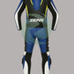High-Viz Blue & Yellow 2-Piece Motorbike Leather Suit