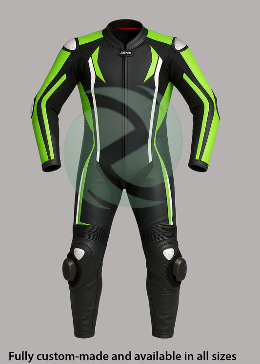 Pro-Grade Neon Green & Black 1-Piece Motorbike Race Suit