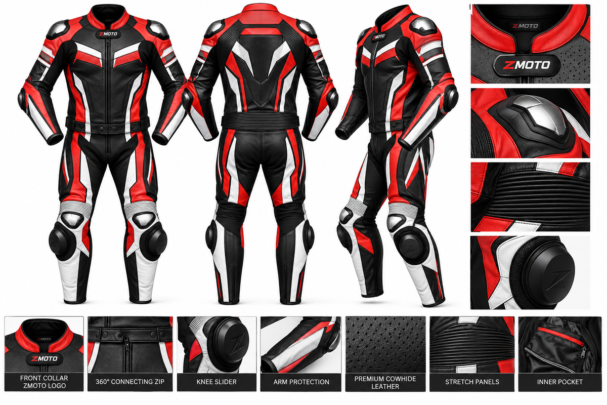 ZMOTO Fully Custom Made Motorcycle Leather Racing Suit – Made to Measure
