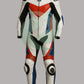 High-Viz White, Red & Blue 1-Piece Motorbike Race Suit