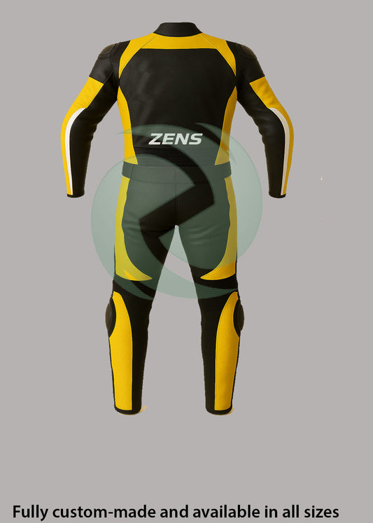 Extreme High-Viz Yellow & Black 1-Piece Motorbike Race Suit