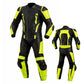 Z Moto Fluorescent yellow motorcycle suit with contrasting black panels