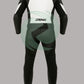 Back view of the Z MOTO black and white two-piece motorcycle leather suit showing the rear design of the jacket and trousers.