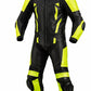 Z Moto Black and fluorescent yellow one-piece motorcycle racing suit front view