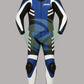 ZENS Premium Blue and Black 2 Piece Motorbike Leather Suit