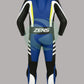 ZENS Premium Blue and Black 2 Piece Motorbike Leather Suit